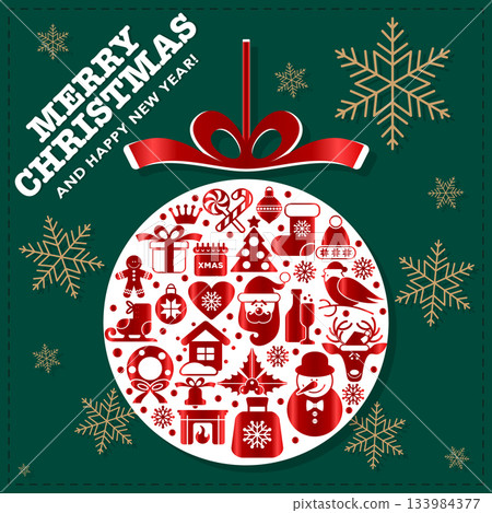 Colorful Christmas Toy with Holiday Icons 133984377