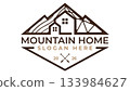 Nature concept mountain home or villa logo design emblem 133984627