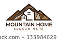 Mountain home or villa logo design template with color brown 133984629