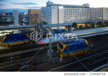 Kyoto Station Shinkansen evening view 133984716