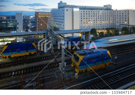 Kyoto Station Shinkansen evening view 133984717