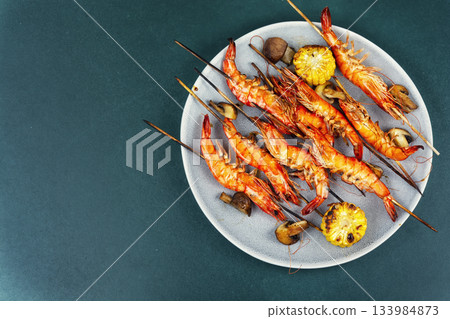 Spiced langoustines prawns and seafood. Spiced langoustines prawns and seafood. 133984873