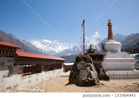 Tengboche monastery with peaks in background, EBC, Nepal 133984943