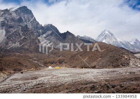 Everest base camp trekking path in Dughla area, Lobuche base camp, Nepal 133984958