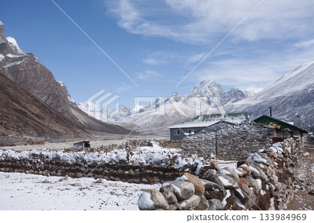 Landscape from Pheriche town area, EBC trekking, Nepal 133984969