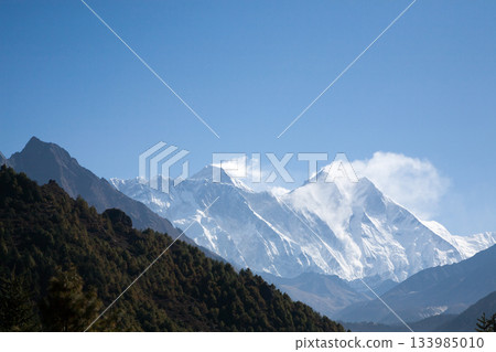 First viewpoint of Everest summit from EBC trekking, Nepal First viewpoint of Everest summit from EBC trekking, Nepal 133985010