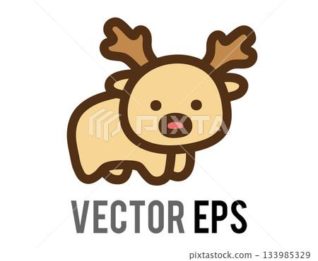 Cute cartoon reindeer illustration on a white background Cute cartoon reindeer illustration on a white background 133985329