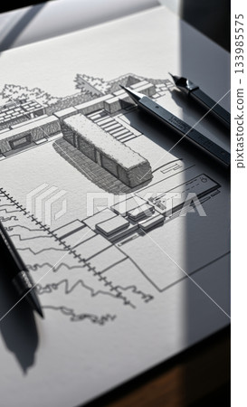 Drawing of the project of landscape design, improvement of the communal area, the territory of a country house Drawing of the project of landscape design, improvement of the communal area, the territory of a country house 133985575