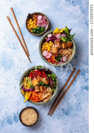 Vegan healthy poke bowl with tofu Vegan healthy poke bowl with tofu 133985855
