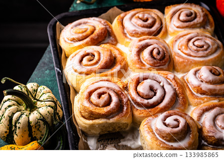 Fresh homemade bakery cinnamon buns Fresh homemade bakery cinnamon buns 133985865