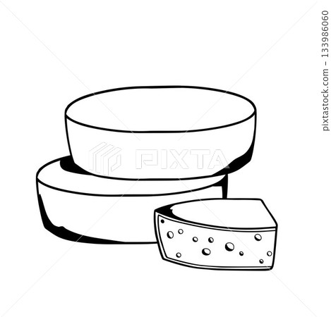 stacked cheese wheels hand-drawn vector illustration stacked cheese wheels hand-drawn vector illustration 133986060