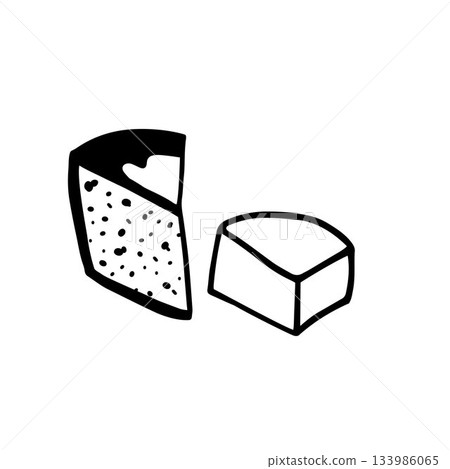 two slab of cheese on white background hand-drawn vector illustration two slab of cheese on white background hand-drawn vector illustration 133986065