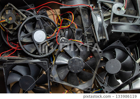 Outdated items from the computer, fans from the processor, cooler Outdated items from the computer, fans from the processor, cooler 133986119
