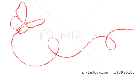 Butterfly drawn in a single continuous line, styled like chalk, charcoal or pencil art. Elegant line illustration for emblems, branding, social media and minimalist designs. Vector. 133986192