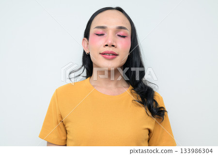 portrait of a young Asian transgender person 133986304