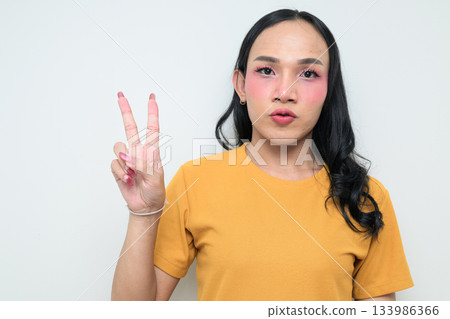 portrait of a young Asian transgender person 133986366