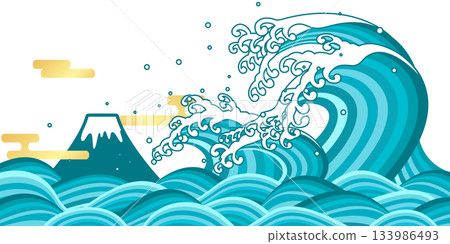 The Great Waves and Mount Fuji The Great Waves and Mount Fuji 133986493