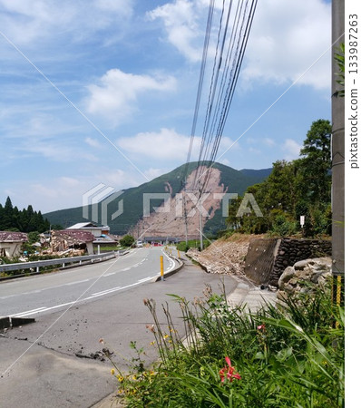 Kumamoto earthquake: Large-scale landslide and road damage Kumamoto earthquake: Large-scale landslide and road damage 133987263