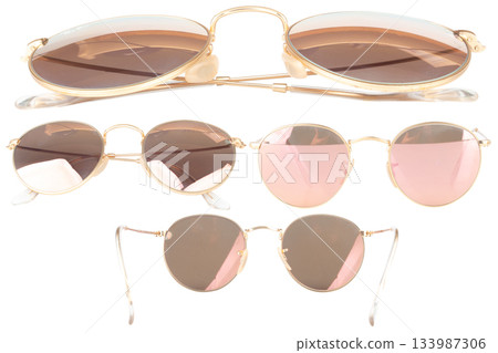 sunglasses on white bakground pink 133987306