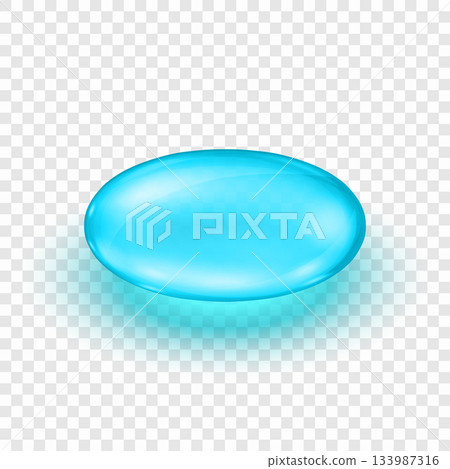 Vector 3d Realistic Blue Pill Capsule, Isolated. Realistic Softgel Pill Icon. Glossy Medicine Oval Pill for Pharmacy, Healthcare Concept. Painkiller, Vitamin, Drug , Medical Design Template 133987316
