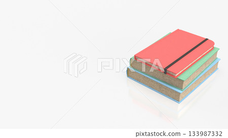 Colorful Hardcover Book Stack on White Background 3d render. Colorful Hardcover Book Stack on White Background 3d render. 133987332