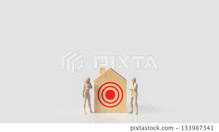 Housing Market Target Decision Concept Art 3d render. Housing Market Target Decision Concept Art 3d render. 133987341