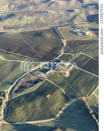 The view from above on a hot air balloon The view from above on a hot air balloon 133987454