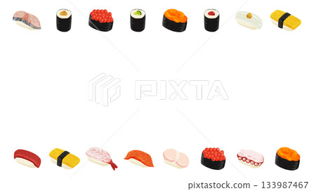Sushi wallpaper watercolor style hand-drawn vector illustration Sushi wallpaper watercolor style hand-drawn vector illustration 133987467
