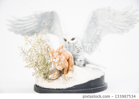 The owl is hunting rabbits on isolated background 133987534
