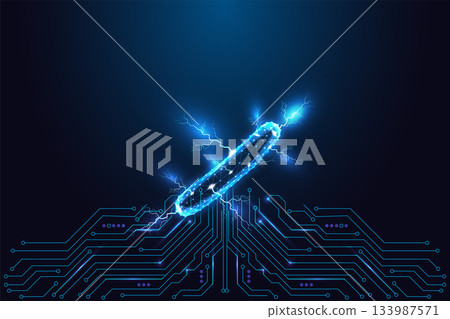Electric bacteria glowing low poly microorganism biotech innovation energy concept vector Electric bacteria glowing low poly microorganism biotech innovation energy concept vector 133987571