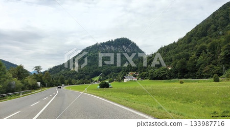 Hallstatt, Austria - July 27 2023: Hallstatt Surrounding Hallstatt, Austria - July 27 2023: Hallstatt Surrounding 133987716