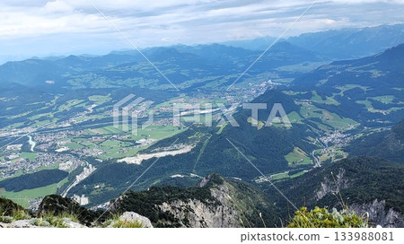 Salzburg, Austria - July 28 2023: View from Untersberg Cable Car Salzburg, Austria - July 28 2023: View from Untersberg Cable Car 133988081