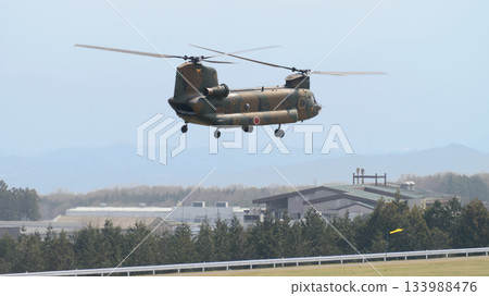 Japan Ground Self-Defense Force CH-47J Chinook in flight Japan Ground Self-Defense Force CH-47J Chinook in flight 133988476