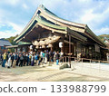 Tourists praying at Izumo Taisha Shrine 133988799