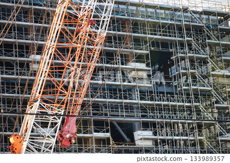 Construction site (external scaffolding) image Construction site (external scaffolding) image 133989357