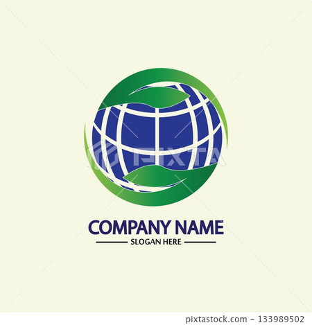 Eco World Nature Global Logo Design Template.World Globe Icon with Leaf Symbol around. Usable for Business, Nature, Environment, Science and Ecology Logos. Flat Vector Logo Design Template Element. Eco World Nature Global Logo Design Template.World Globe Icon with Leaf Symbol around. Usable for Business, Nature, Environment, Science and Ecology Logos. Flat Vector Logo Design Template Element. 133989502