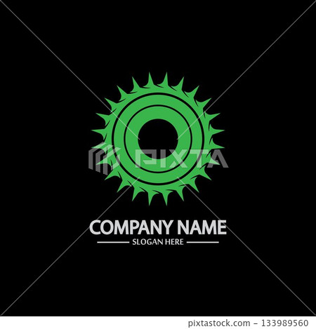 Gear vector logo isolated on a black background. Icon silhouette design template. Simple symbol concept in flat style. Abstract sign pictogram for web mobile and infographics. Gear vector logo isolated on a black background. Icon silhouette design template. Simple symbol concept in flat style. Abstract sign pictogram for web mobile and infographics. 133989560