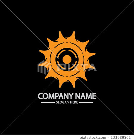 Gear vector logo isolated on a black background. Icon silhouette design template. Simple symbol concept in flat style. Abstract sign  pictogram for web  mobile and infographics. 133989561