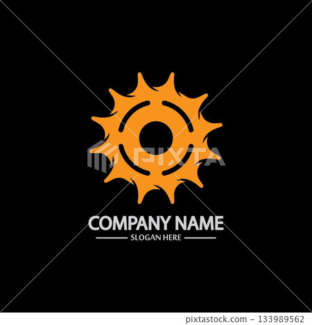 Gear vector logo isolated on a black background. Icon silhouette design template. Simple symbol concept in flat style. Abstract sign  pictogram for web  mobile and infographics. 133989562