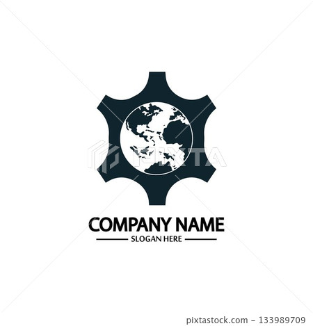 Global Engineer World Gear Logo Design Template 133989709