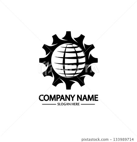 Global Engineer World Gear Logo Design Template 133989714