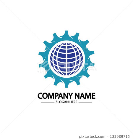 Global Engineer World Gear Logo Design Template 133989715