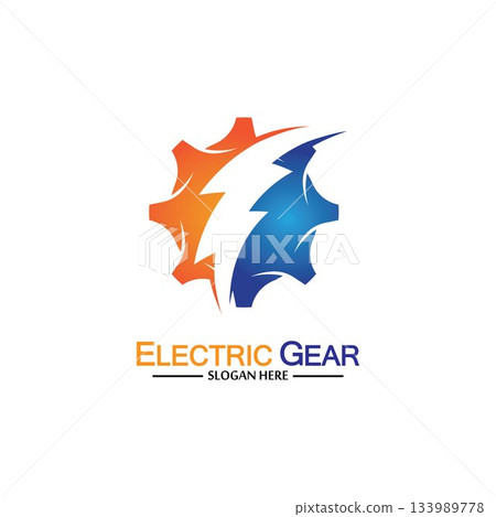 Electric gear vector logo template illustration. Suitable for business, technology and web. also, for energy and thunder symbol 133989778