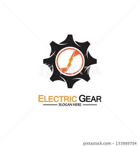 Electric gear vector logo template illustration. Suitable for business, technology and web. also, for energy and thunder symbol 133989784