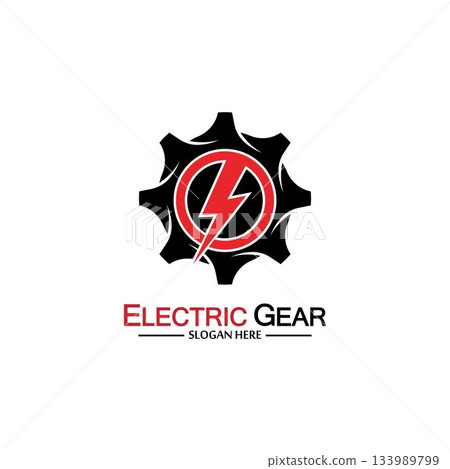 Electric gear vector logo template illustration. Suitable for business, technology and web. also, for energy and thunder symbol Electric gear vector logo template illustration. Suitable for business, technology and web. also, for energy and thunder symbol 133989799