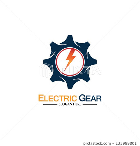 Electric gear vector logo template illustration. Suitable for business, technology and web. also, for energy and thunder symbol 133989801