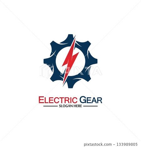 Electric gear vector logo template illustration. Suitable for business, technology and web. also, for energy and thunder symbol 133989805