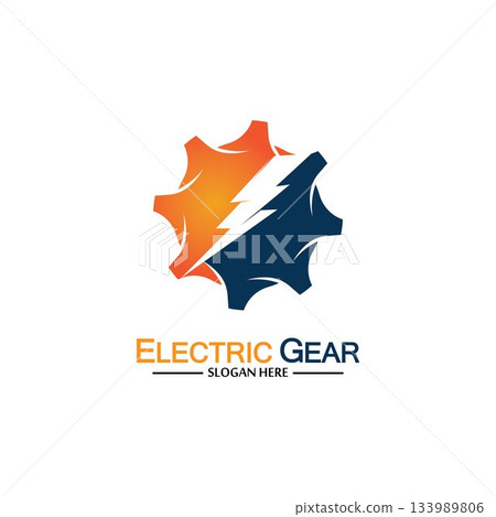 Electric gear vector logo template illustration. Suitable for business, technology and web. also, for energy and thunder symbol 133989806