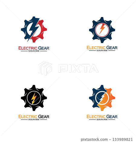 Electric gear vector logo template illustration. Suitable for business, technology and web. also, for energy and thunder symbol Electric gear vector logo template illustration. Suitable for business, technology and web. also, for energy and thunder symbol 133989821