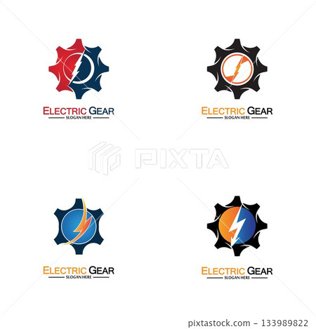 Electric gear vector logo template illustration. Suitable for business, technology and web. also, for energy and thunder symbol Electric gear vector logo template illustration. Suitable for business, technology and web. also, for energy and thunder symbol 133989822